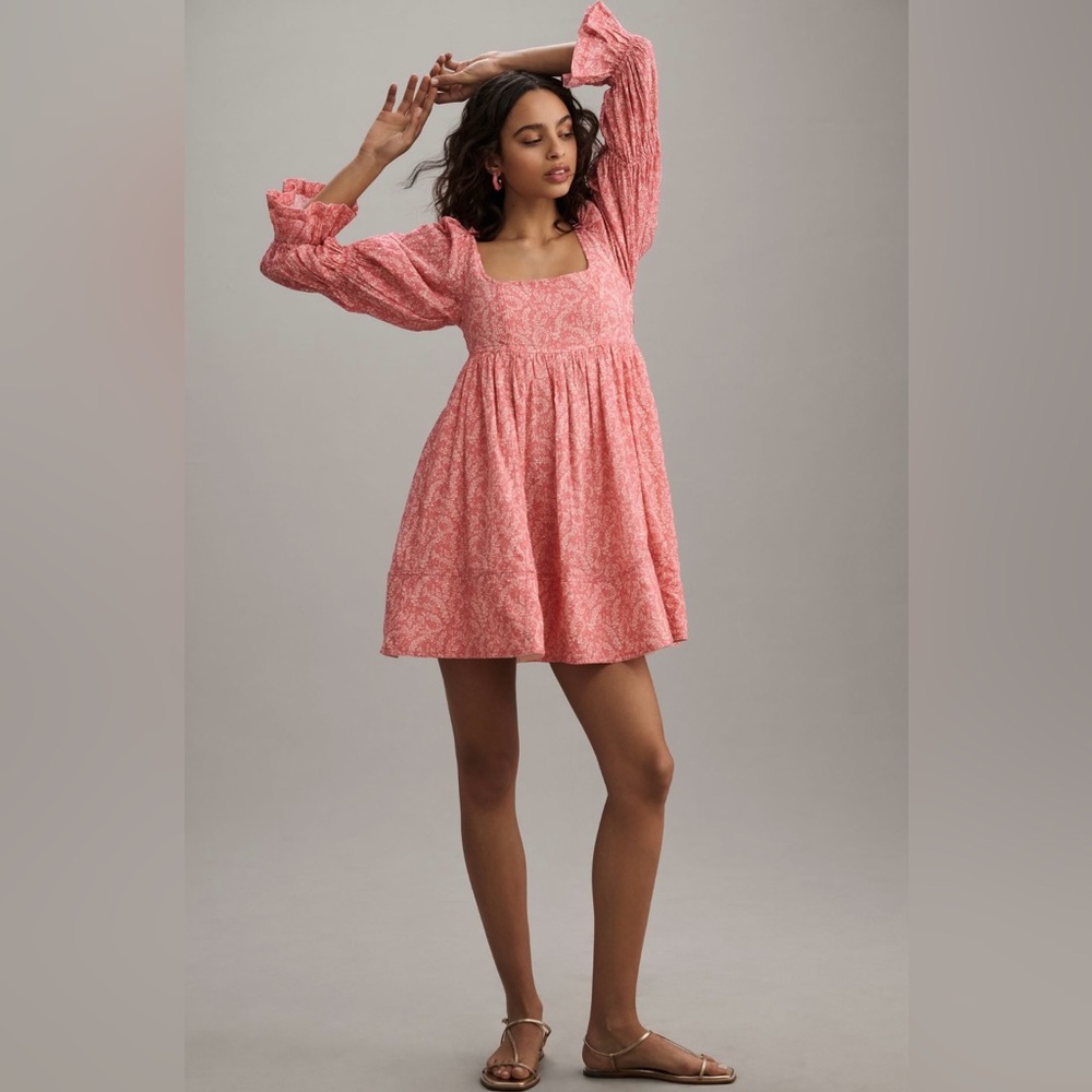 Pilcro Long-Sleeve Babydoll Mini Dress